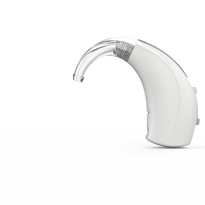 Evolv AI BTE 13  - White - Device only - Profile - Earhook