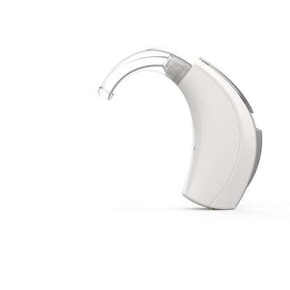 Evolv AI BTE R  - White - Device only - Profile - Earhook