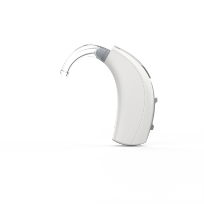 Evolv AI PP BTE 13  - White - Device only - Profile - Earhook