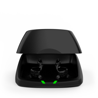 Evolv AI Custom Charger ST Accessory - ITC R - Black - Device in charger - Straight On