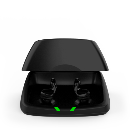 Evolv AI Custom Charger ST Accessory - ITC R - Black - Device in charger - Straight On